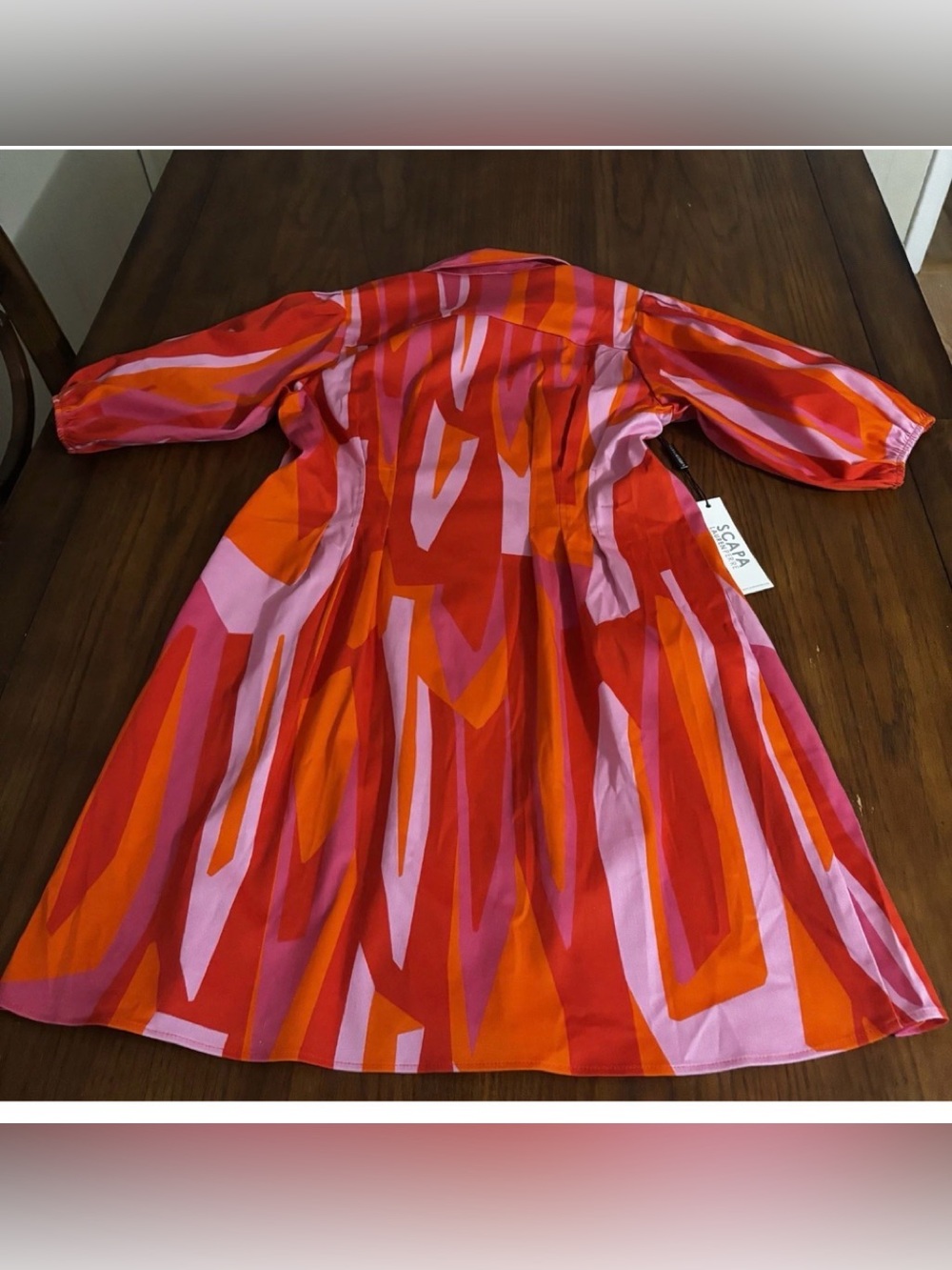 NWT Large SCAPA button down knee length  dress in orange/pink Lauren Perre - Picture 9 of 9